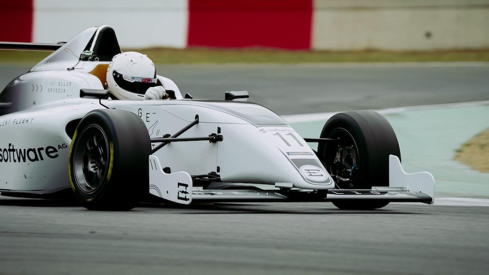 Image of MitsuBachi F110e on track in Belgium